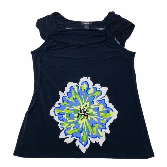 STYLE & Co Black Floral Graphic Tunic Blouse - Picture 5 of 10